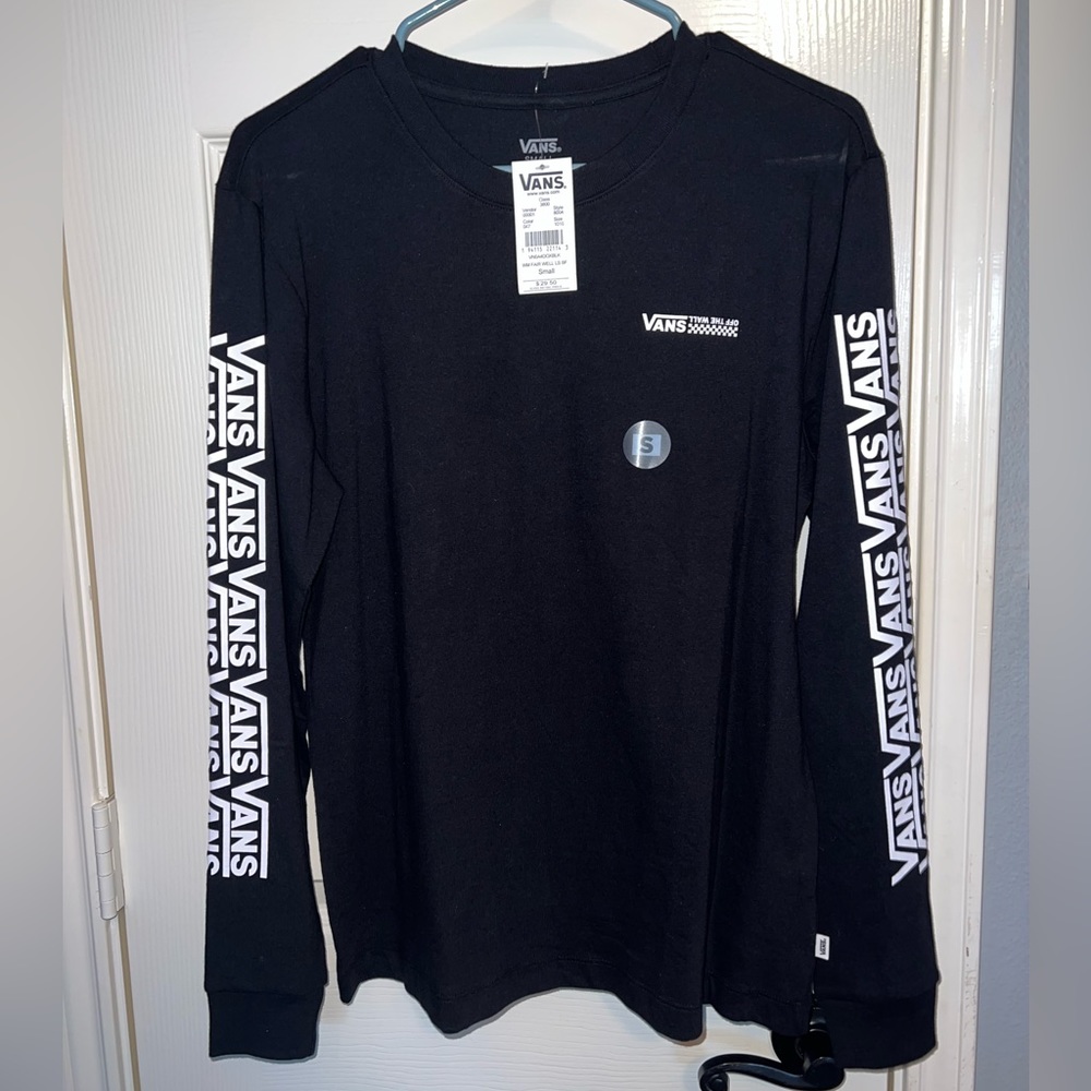 Vans black with white wording long sleeve never worn